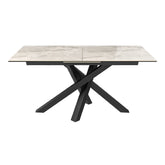 Samurai  Extending Dining Table  - High Gloss Light Grey Ceramic Top
